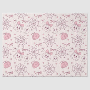 Papel De Seda Kawaii Fantasmas y Calabaza Rosada de Halloween (2