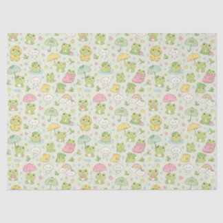 Papel De Seda Kawaii Frog Rainy Day Pattern Wrapping Paper