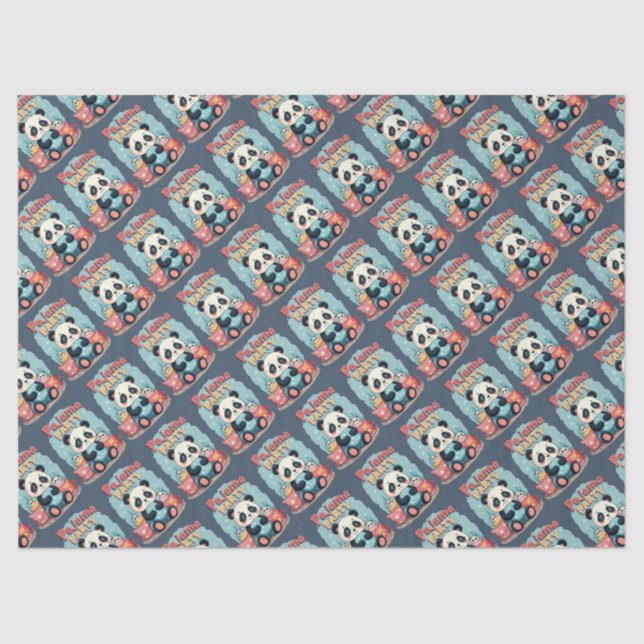 Papel De Seda Kawaii Panda Pajama Fiesta Cosy Sleepover Estética (Anverso)