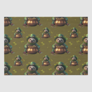 Papel De Seda Kawaii sloth. Gracioso Leprechaun Irlandés. Saint