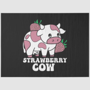Papel De Seda Kawaii Strawberry Cow Crazy Cow Lady Granja Animal