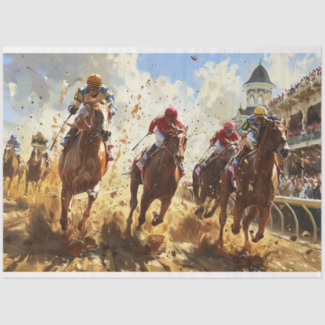 Papel De Seda Kentucky Derby Horse Carreras Decoupage (Anverso)