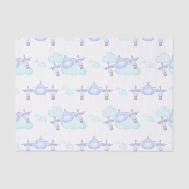 Papel De Seda Kids Lilac Airplane Volando Aviation Cumpleaños (Anverso)