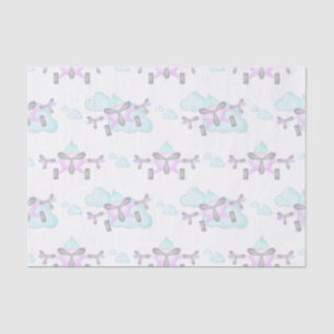 Papel De Seda Kids Purple Airplane Volando Aviation Cumpleaños