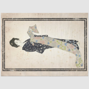 Papel De Seda Kimono floral Mujer Japonesa Desnuda de Arte