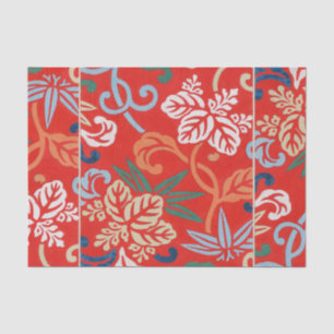 Papel De Seda Kimono japonés rojo hawaiano: Floral vintage