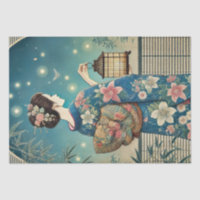 kimono y luciérnagas de verano
