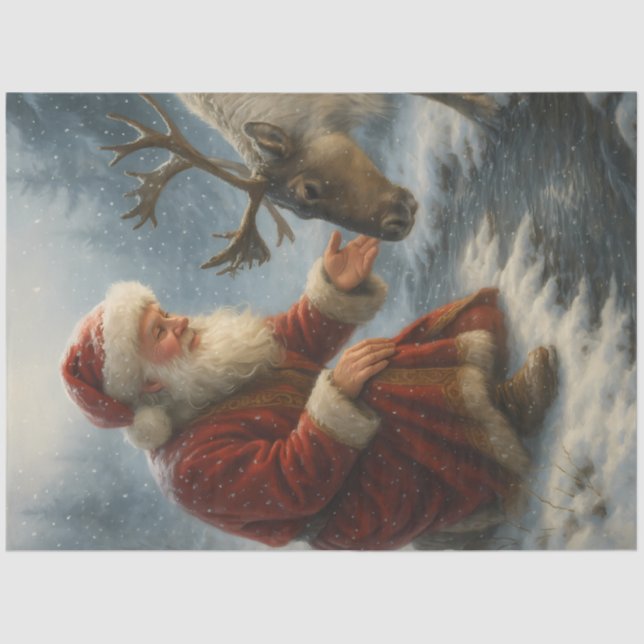 Papel De Seda Kindred Spirits Santa & Reindeer Winter Decoupage  (Anverso)