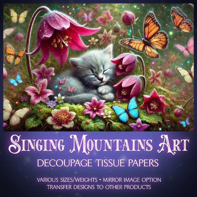 Papel De Seda Kit de jardín de mariposas sueños de gatito decoup (Subido por el creador)
