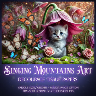 Papel De Seda Kitten del Jardín Secreto Mágico para Decoupage 