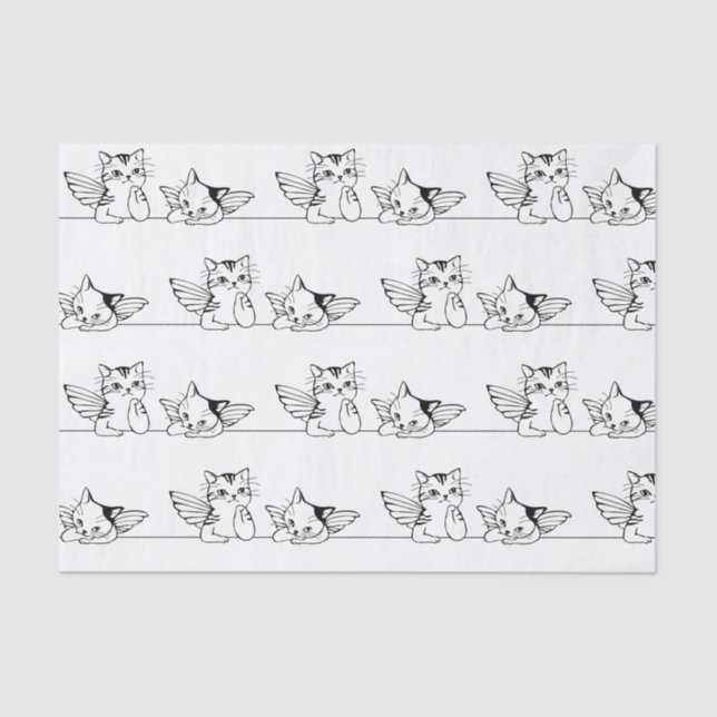 Papel De Seda KITTENS REFLEXIONANTES CON EL Tejido DE ALAS (Anverso)