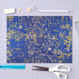 Papel De Seda Klimt Inspirado azul, oro, cobre platino