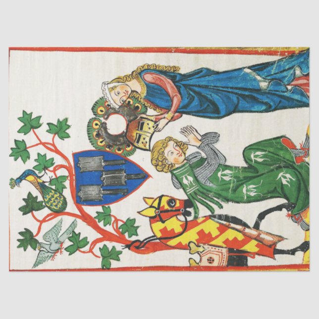 PAPEL DE SEDA KNIGHT SIENDO ARMADO POR SU SEÑORA, MINIATURA MEDI (Anverso)