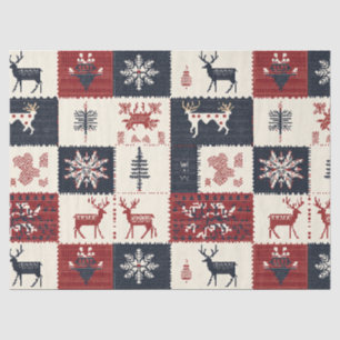 Papel De Seda Knit Navidades nórdicos   Renos y copos de nieve