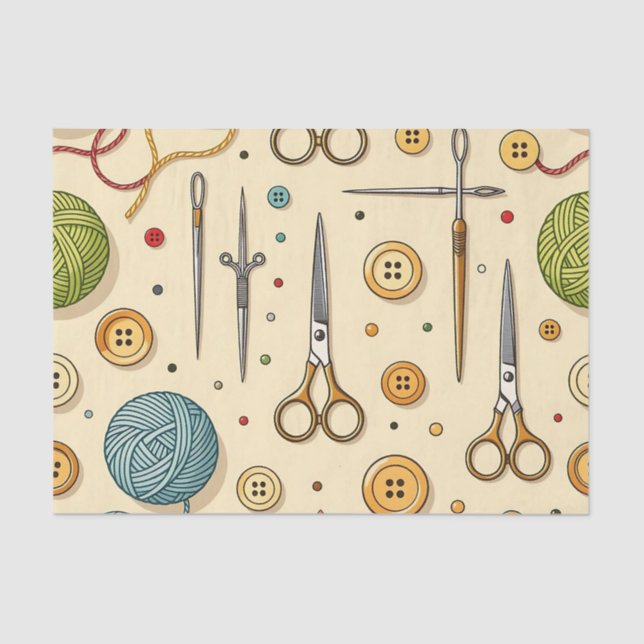 Papel De Seda Knitting Crochet Sewing Tools Pattern (Anverso)