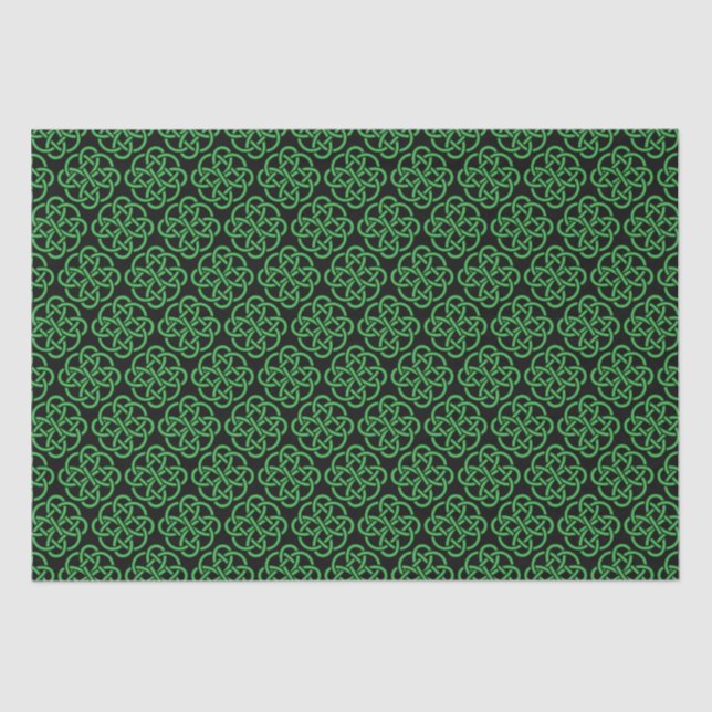 Papel De Seda Knot de Escudo Celta Verde y Negro (Anverso)