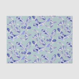 Papel De Seda Koi azul y blanco