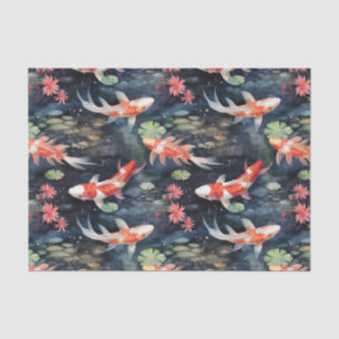 Papel De Seda Koi Fish Dark Pond Floral Decoupage