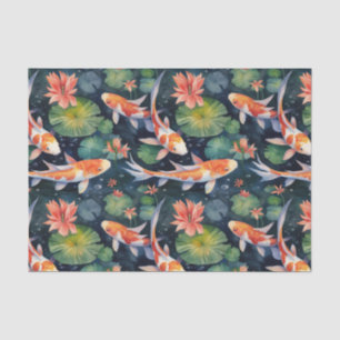 Papel De Seda Koi Fish Green Lily Pads Pond Decoupage