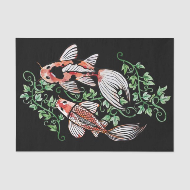 Papel De Seda Koi Fish Pond Kois Ivy Pescado Japonés (Anverso)