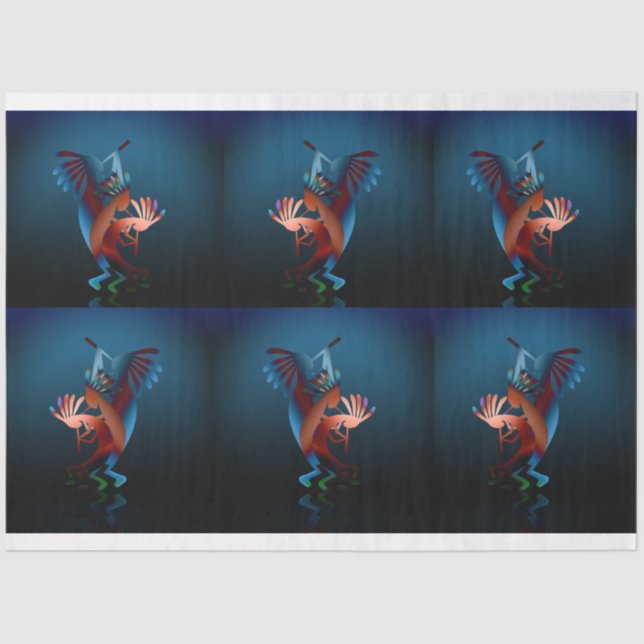 Papel De Seda Kokopelli Blues Set 2 Decoupage (Anverso)