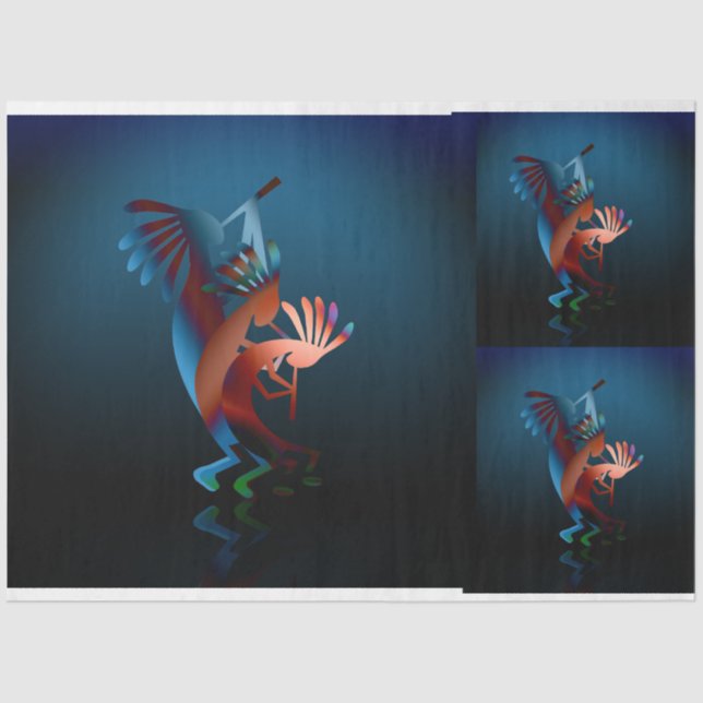 Papel De Seda Kokopelli Blues Set Decoupage (Anverso)