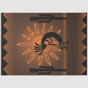 Papel De Seda Kokopelli Sun Southwest Rustic Brown Decoupage 2