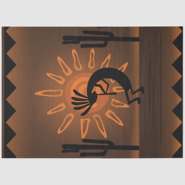 Papel De Seda Kokopelli Sun Southwest Rustic Brown Decoupage 2 (Anverso)