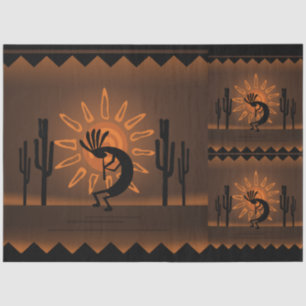 Papel De Seda Kokopelli Sun Southwest Rustic Brown Decoupage Set