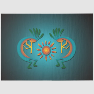 Papel De Seda Kokopelli Sun Southwest Turquoise Decoupage 2