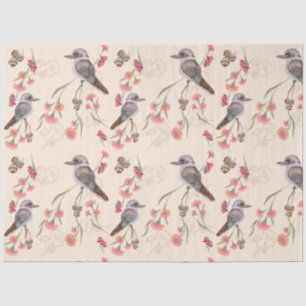 Papel De Seda kookaburra y Eucalyptus en melocotón pálido