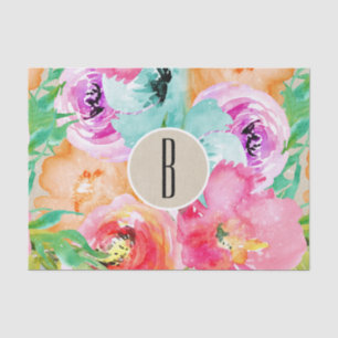 Papel De Seda Kraft Botánico Rústico Moderno Floral Colorido