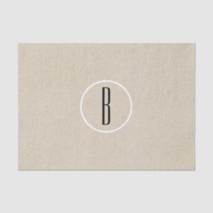 Papel De Seda Kraft Marrón Chic Monograma Letra Inicial Rústica