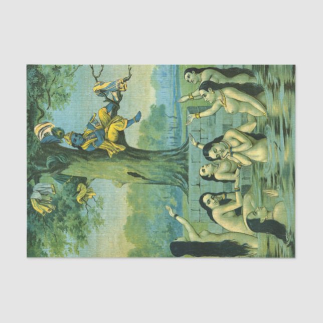 Papel De Seda Krishna Leela por Raja Ravi Varma (Anverso)