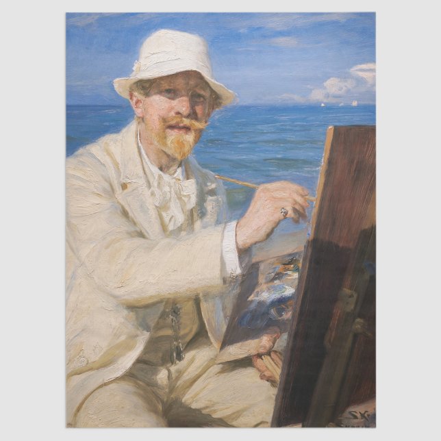 Papel De Seda Kroyer - autorretrato en la playa de Skagen (Subido por el creador)