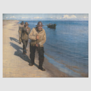 Papel De Seda Kroyer - Tres pescadores lanzando un bote
