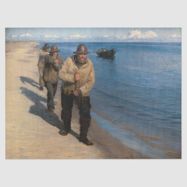 Papel De Seda Kroyer - Tres pescadores lanzando un bote (Anverso)