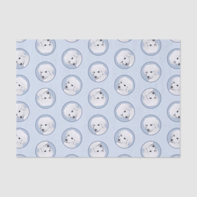 Papel De Seda Kuvasz Pintura Húngara Cute Original Dog Art (Anverso)
