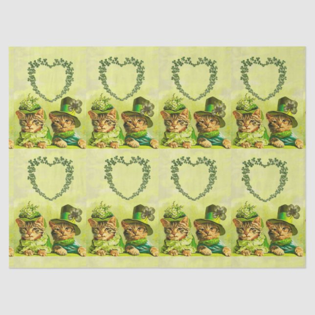 PAPEL DE SEDA LA ANTIGUA MODA DE SAN PATRICK'S DAY CATS HEART MO (Anverso)