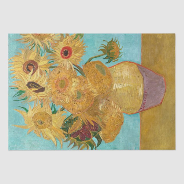 Papel De Seda La base de Vincent van Gogh con doce girasoles (Anverso)