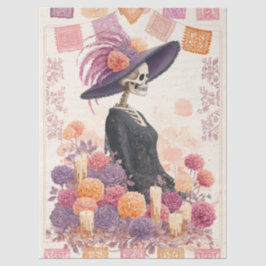 Papel De Seda La Catrina Skeleton Lady Día de la Decoración Muer