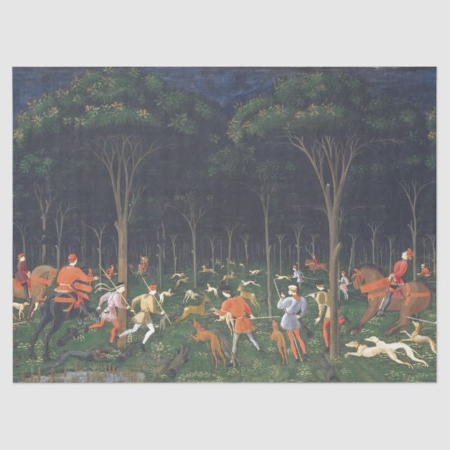 Papel De Seda La caza en el bosque (por Paolo Uccello) (Anverso)