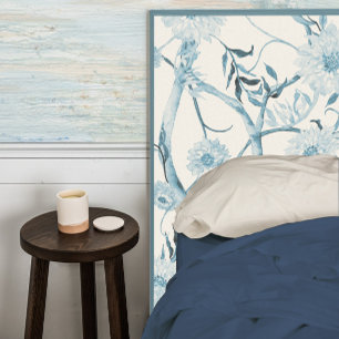 Papel De Seda La Chinoiserie Peony Floral Blue and White Decore