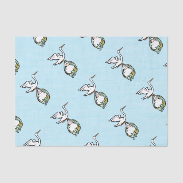 Papel De Seda La cigüeña lleva a un niño bebé (Anverso)