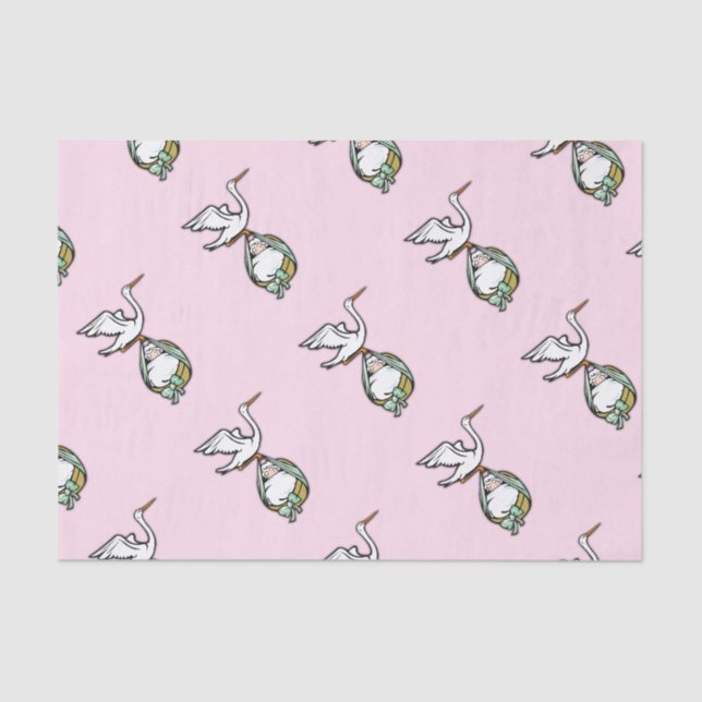 Papel De Seda La cigüeña lleva a una niña (Anverso)