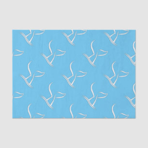 Papel De Seda La cola de ballena blanca en azul