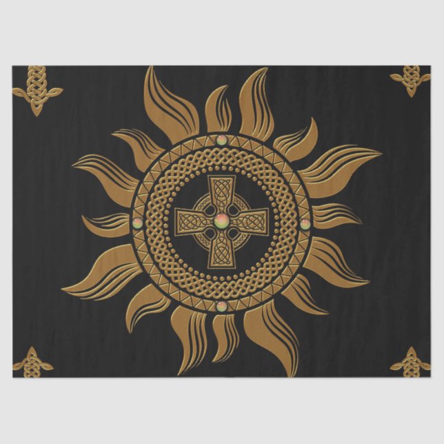 Papel De Seda La cruz celta dorada. (Anverso)