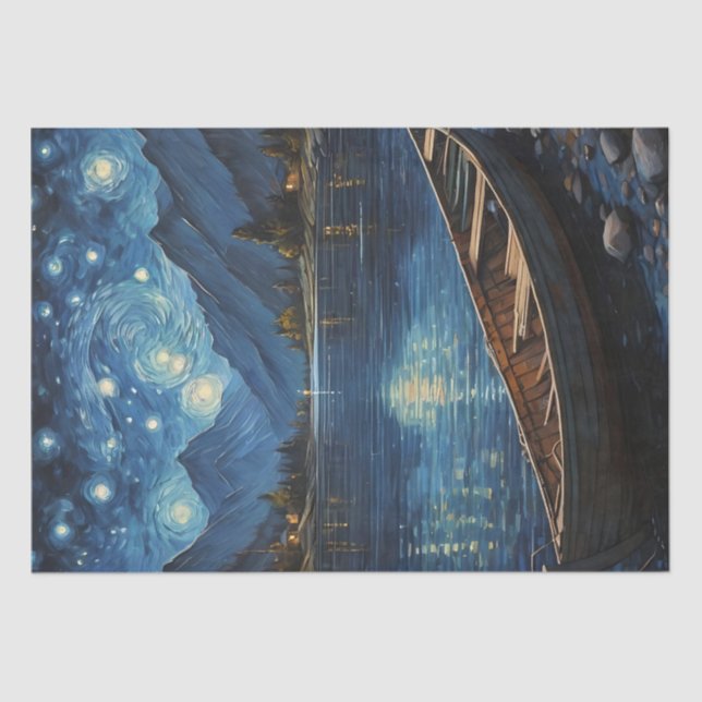 Papel De Seda "La deriva estrellada: Pesca bajo el Cosmos (Anverso)