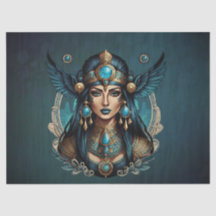 La diosa egipcia Isis en colores azules.