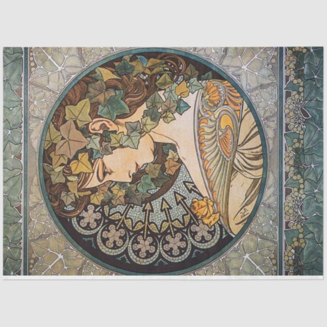 Papel De Seda La diosa vintage del Art Nouveau de la naturaleza  (Anverso)